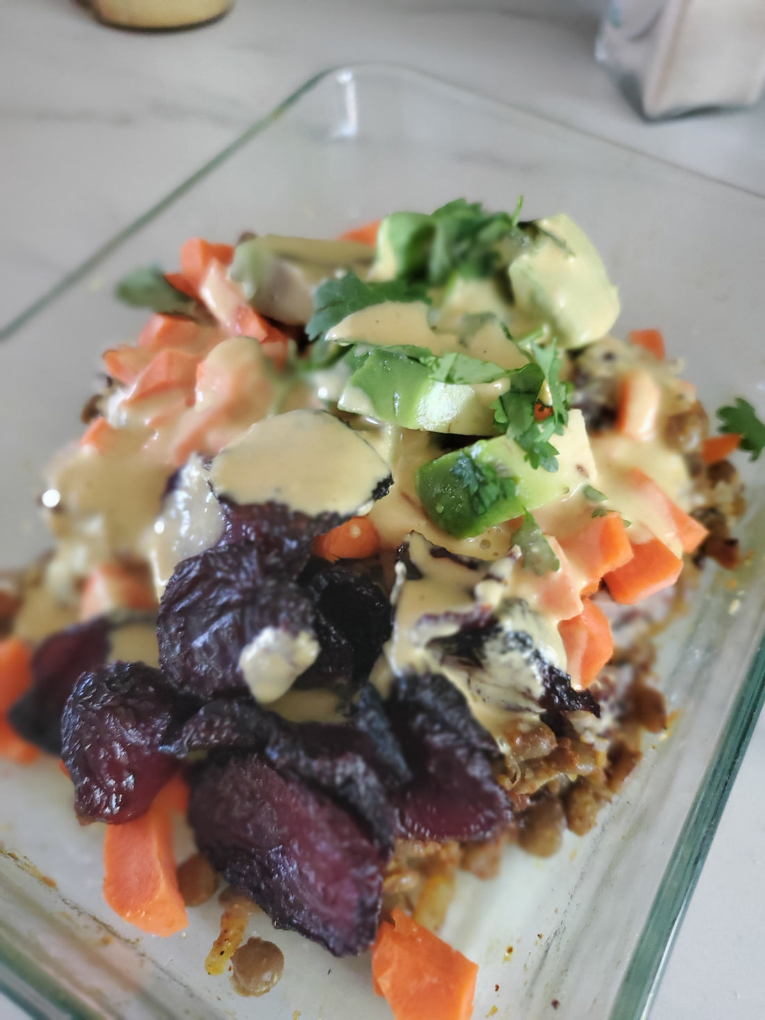 Roasted Beet and Spicy Lentil Bowl