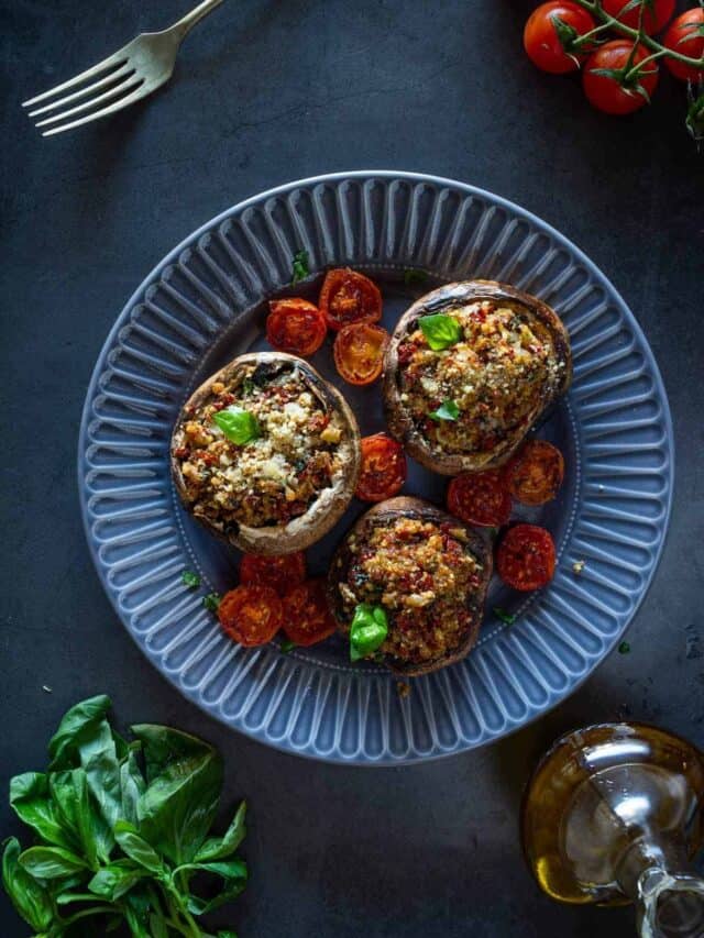 Celery Salsa on Portabella Mushrooms